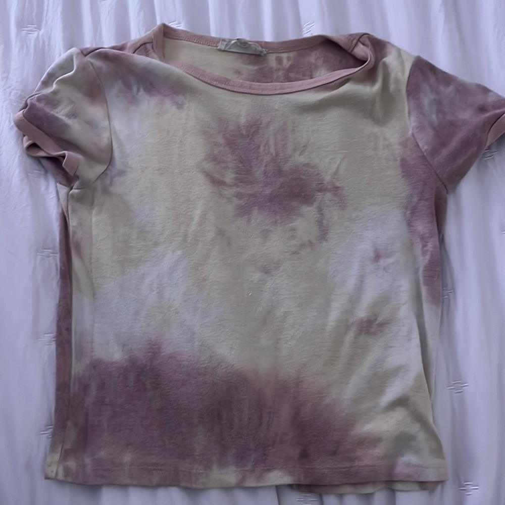 Tie dye white and purple crop top